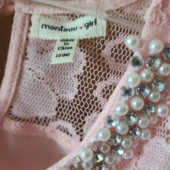 Monteau Lace Pink Girls Top Size 10 Medium - Picture 5 of 5